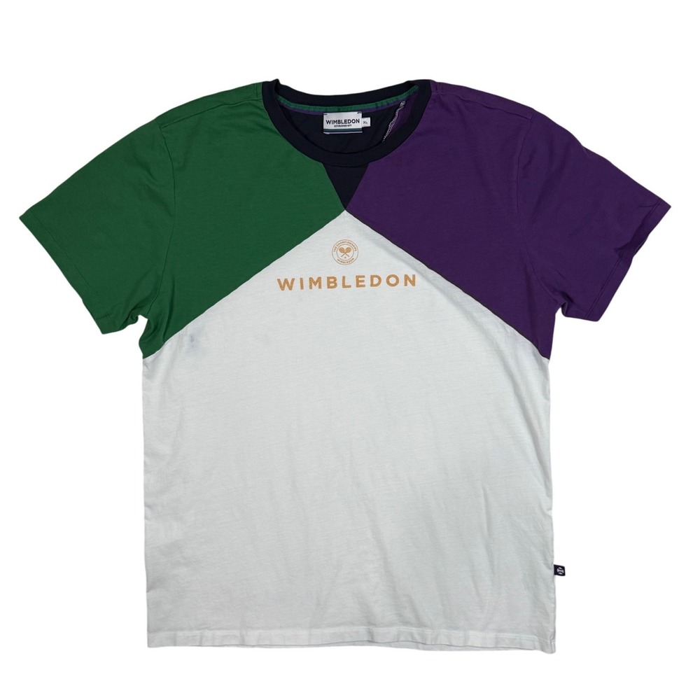 WIMBLEDON Tennis Championships Colorblock T-Shirt Men's XL 100% Cotton